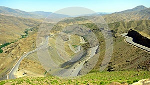 Marocco road hills and Atlas mountains landscape