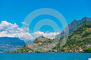 Marone village at Iseo lake in Italy photo