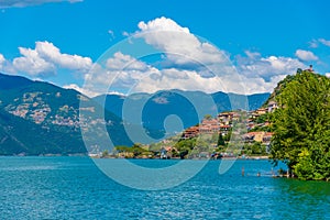 Marone village at Iseo lake in Italy photo