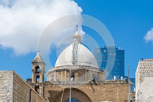 Maronite church and other buildings, in Haifa