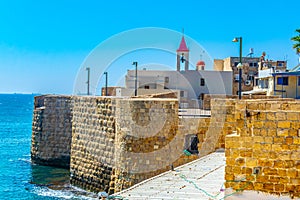 Maronite house facing mediterranean sea from the fortification of Akko/Acre in Israel