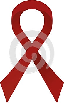 Maroon awareness ribbon. Multiple myeloma, plasma cell myeloma disease. Stock vector illustration isolated on white