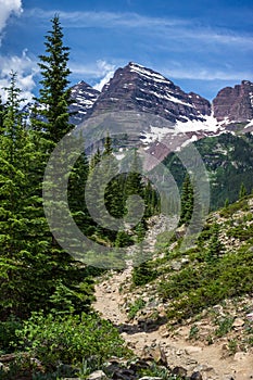 Maroon Bells from Crater Lake Trail