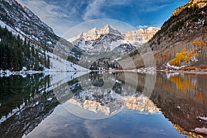 Maroon Bells and Maroon Lake landscape