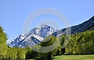 Maroon Bells in May located in Colorado near Aspen.