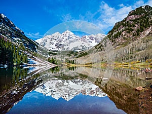 Maroon Bells peak at Maroon Lake