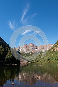 The Maroon Bells on a Quiet Morning, in an Idyllic Wilderness Setting.