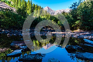 Maroon Bells Reflections in Pond Aspen Colorado Sunrise at The Maroon Bells