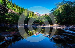 Maroon Bells Reflections in Pond Aspen Colorado Sunrise at The Maroon Bells