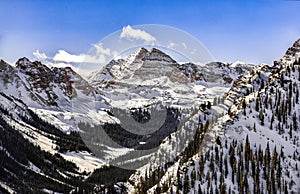 Maroon bells with snow tops