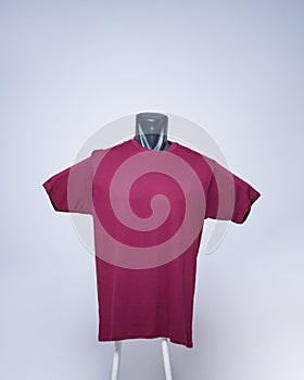 Maroon color men`s blank t-shirt template, front view