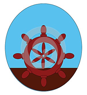 A maroon-colored ship`s steering wheel/Helm vector or color illustration