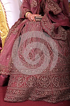 maroon colour bridal lehenga