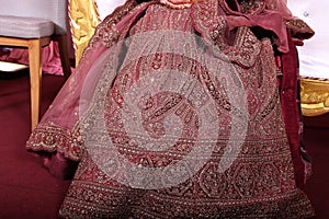 maroon colour bridal lehenga