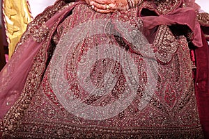 maroon colour bridal lehenga