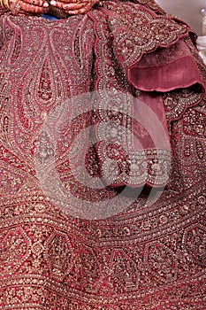 maroon colour bridal lehenga