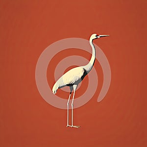 Maroon Crane In Annibale Carracci Style: Clean And Simple Cinquecento Ad Poster