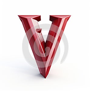 Maroon 3d Cartoon Letter V On White Background photo