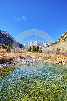 Maroon Lake, Colorado mountain landscape, USA