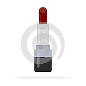 Maroon lipstick vector flat material design isolated object on white background.
