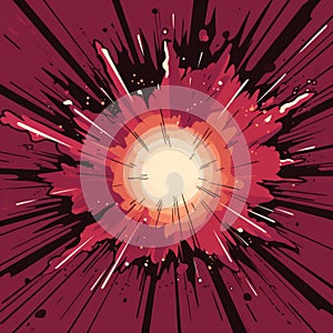 Maroon Retro Comic Book Style Supernova Explosion Vector