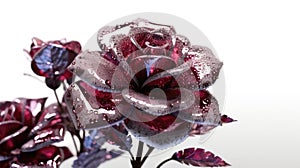 Maroon Rose Flowers Glitter Super Detail. Generative AI