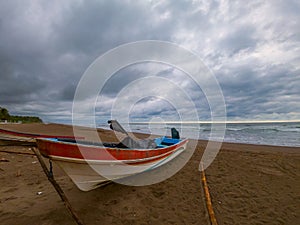 Marooned panga boat in El Salvador