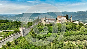 Castello superiore di Marostica visto dall`alto in una panoramica aerea photo