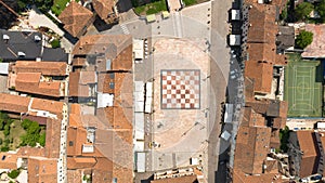 Marostica - Piazza degli scacchi dall`alto photo