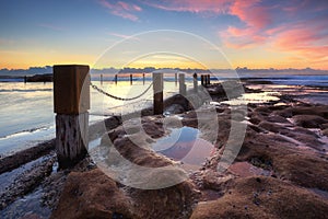 Maroubra rock pool captured during sunrise in Sydney