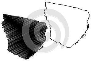 Marowijne District Surinam, Republic of Suriname map vector illustration, scribble sketch Marowijne map