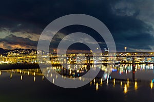 Marquam Bridge over Willamette River at Night