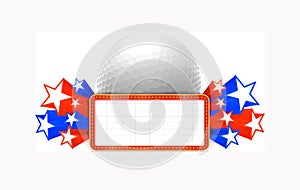 Marquee board announcement with a golf ball. Vector