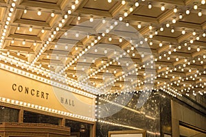 Marquee Lights at Broadway Theater Entrance