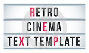 Marquee sign lightbox signage. Vector retro cinema or theater signboard billboard