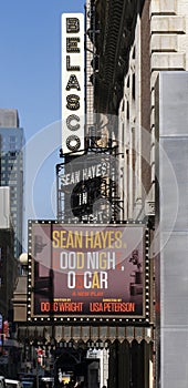 Marquee Sings Praises of Sean Hayes as Oscar Levant at Belasco Theatre in New York City in 2023