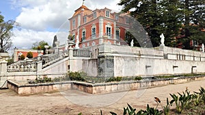 Marques de Pombal Palace, 18th-century Baroque and Rococo, garden view, Oeiras, Lisbon, Portugal