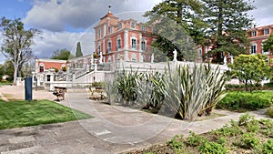 Marques de Pombal Palace, 18th-century Baroque and Rococo, garden view, Oeiras, Lisbon, Portugal