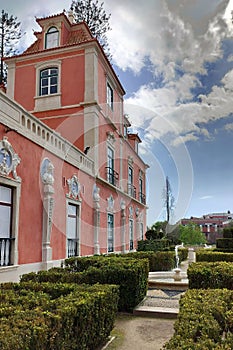 Marques de Pombal Palace, 18th-century Baroque and Rococo, garden view, Oeiras, Lisbon, Portugal