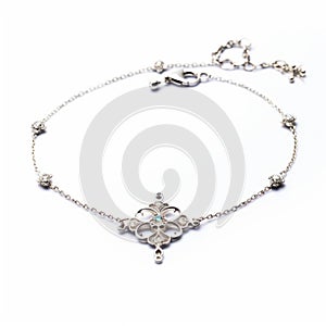 Marquess Inspired Silver Flower Anklet With Delicate Chromatics