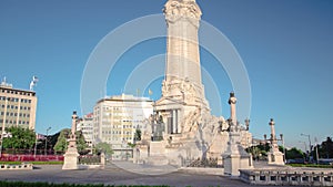 The Marquess of Pombal Square on a sunny day which is an important roundabout in the center of Lisbon timelapse photo