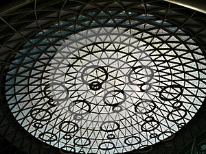 Marrakech, Morocco, 28.10.2021. Ceiling in arrival hall at Menara airport. E2A architecture