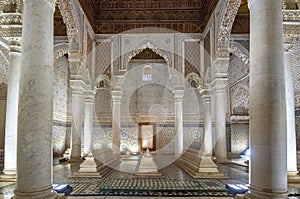 The room with the twelve columns in Saadian Tombs in Marrakech, Morocco photo