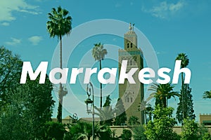 Marrakesh, Morocco city name travel postcard