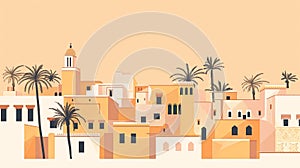 Marrakesh, Morocco style flat simple minimalistic creative illustration. Soft beige organic colors.