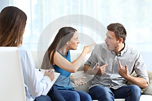 Marriage accusing during a couple therapy photo