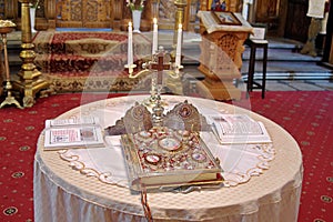 Marriage ceremony. Wedding ceremony in Orthodox church - Romania