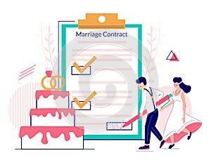 Marriage contract vector concept for web banner, website page