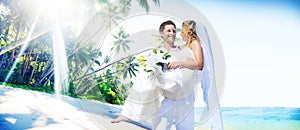 Marriage Couple Beach Wedding Happiness Concept