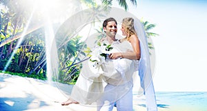 Marriage Couple Beach Wedding Happiness Concept